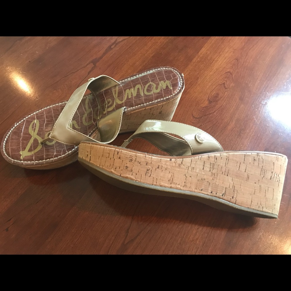 Sam Edelman Tan Wedge Sandals Sz 9